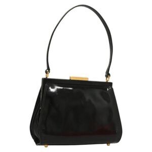 Authentic GUCCI Hand Bag Enamel Black Gold